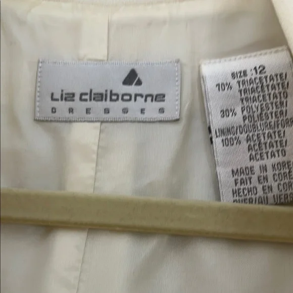 Liz Claiborne Ivory Short Sleeve Dress Fully Lined sz 12 - Picture 2 of 4